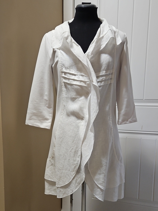 Yest Jackets & Blazers - Yest White Linen/Cotton A-line Boho Chic Overshirt Blazer Size 4